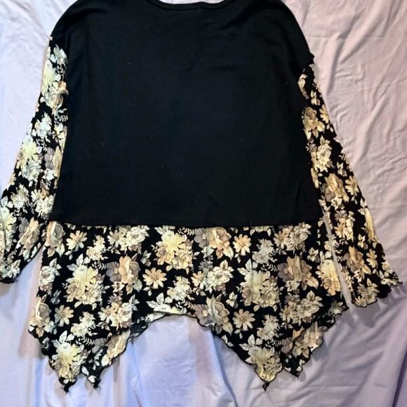 THREE 2-in-1 Layered-Look tops (S/S Orange plaid, L/S Black and Beige) BIG SMALL - Picture 9 of 11